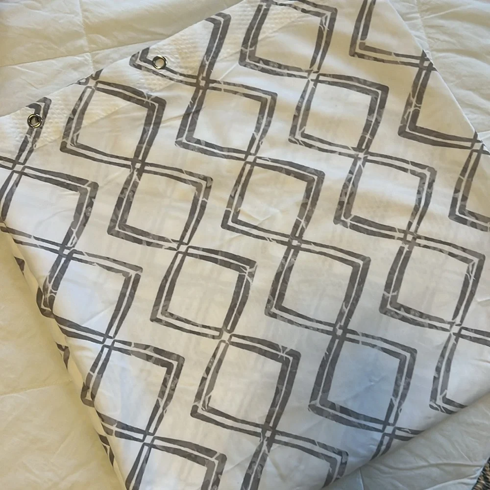 Gray Geometric Shower Curtain - Modern Diamond Pattern